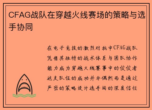 CFAG战队在穿越火线赛场的策略与选手协同